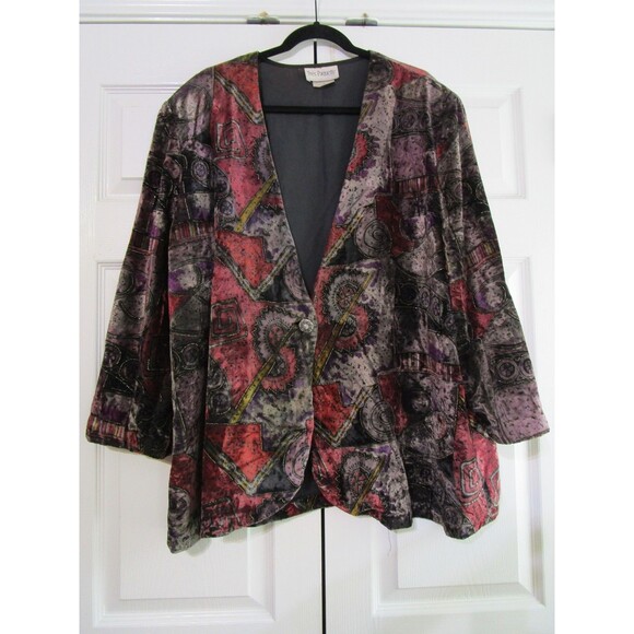 Vintage Tres Paquette Jacket Womens 4X Abstract Art Button Up USA 90s - Picture 1 of 10